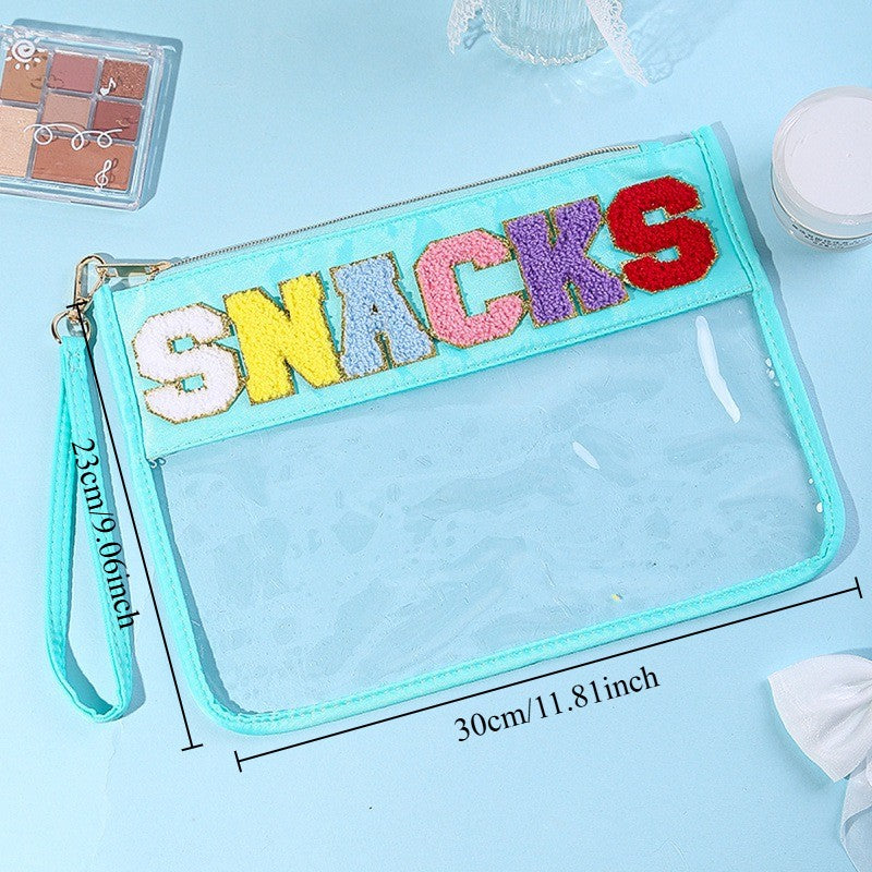Sport Theme Clear Waterproof Wristlet Cosmetic Bag with Wrist Strap