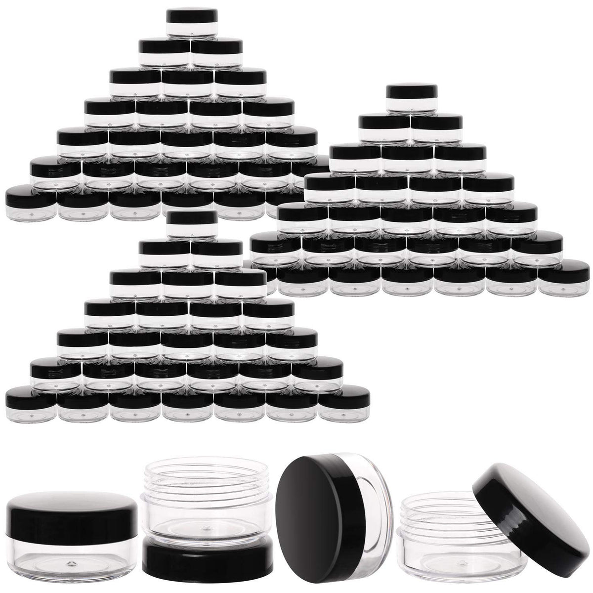 100 Pack 10g Plastic Cosmetic Sample Containers with Lids - Empty Jars for Lip Balm, Creams, Spices