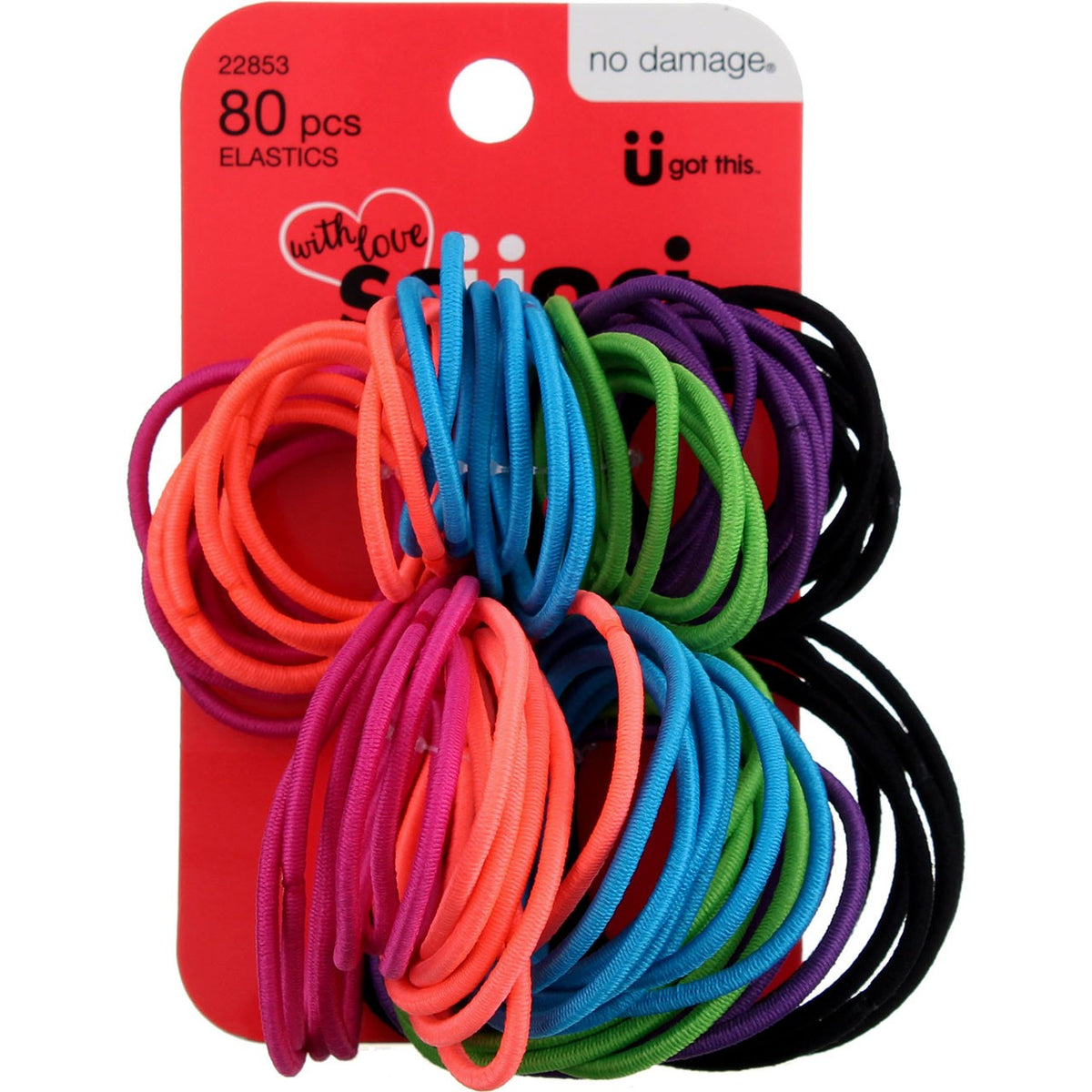 2 Pack Scunci With love No Damage Hair Elastics, 80 Ct