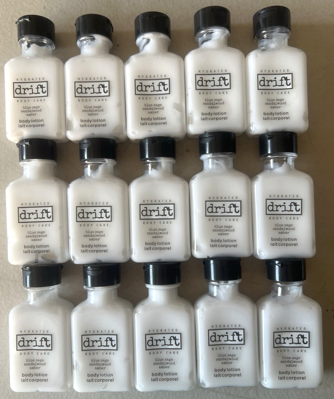 15 Bottles Drift Hydrated Body Care LOTION Travel / Hotel Size 1oz in