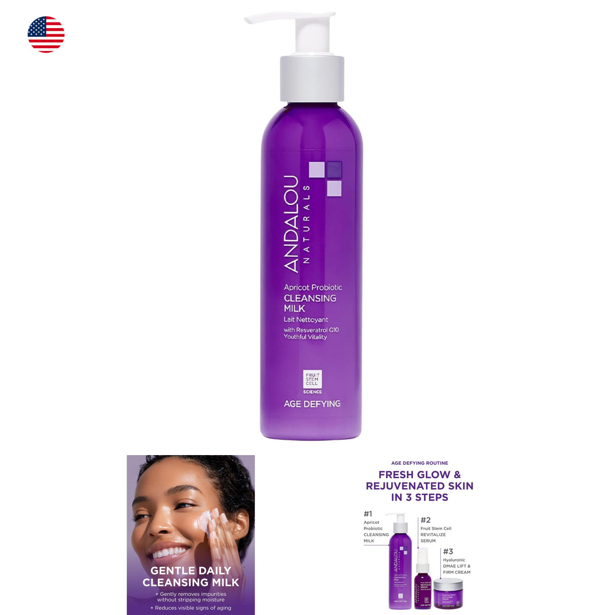 Apricot Probiotic Facial Cleansing Milk - Nourishing & Hydrating, 6 Fl Oz