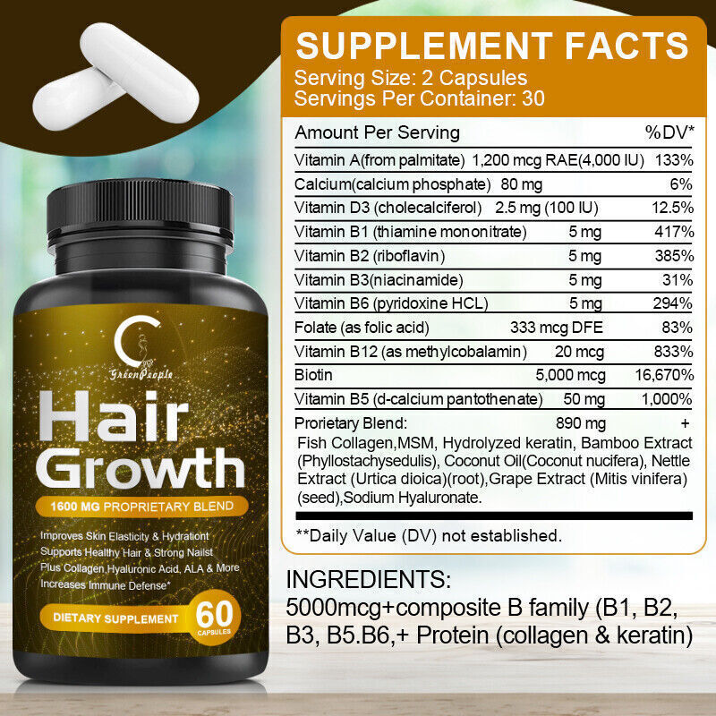 DHT Blocker Hair Growth Pills - 3 Bottles, 180 Capsules