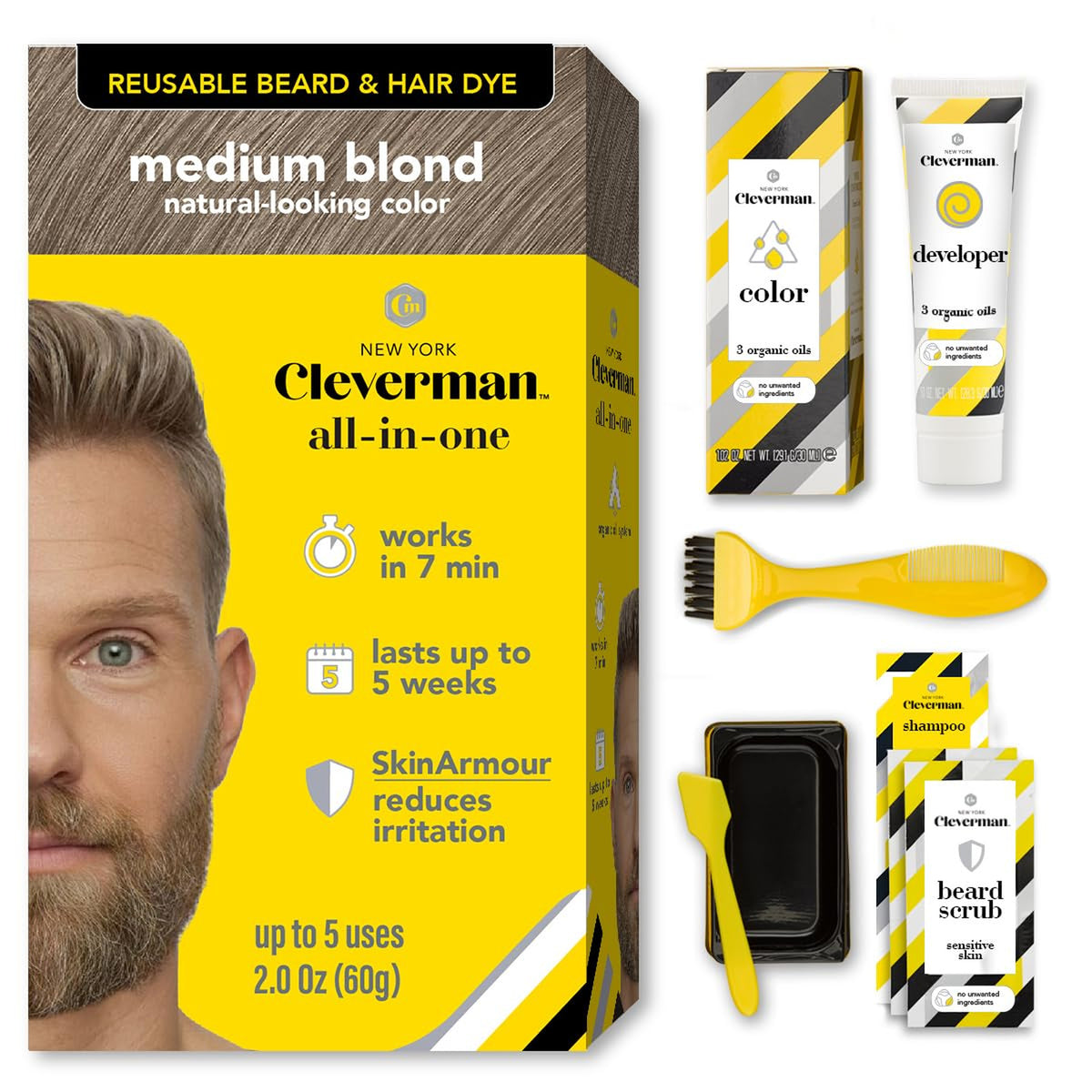 Hair and Beard Dye for Men, Medium Blond 8.01