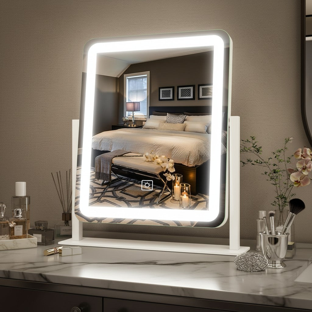LED Vanity Mirror with Lights 15x12.6 Touch Screen Dimmable Cosmetic Makeup