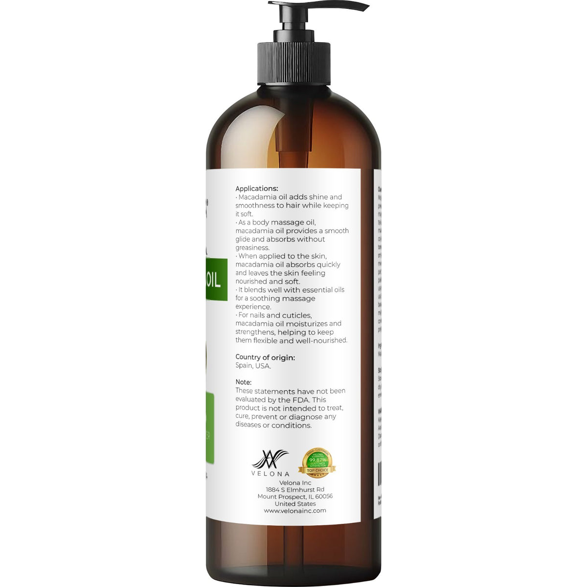 Pure Macadamia Nut Oil - 16 Fl Oz, Cooking, Skin & Hair Care
