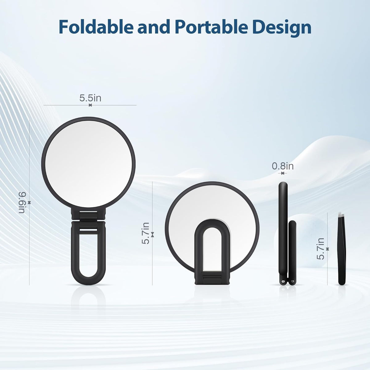30X Magnifying Hand Mirror with Handle - Double-Sided Travel Makeup Mirror