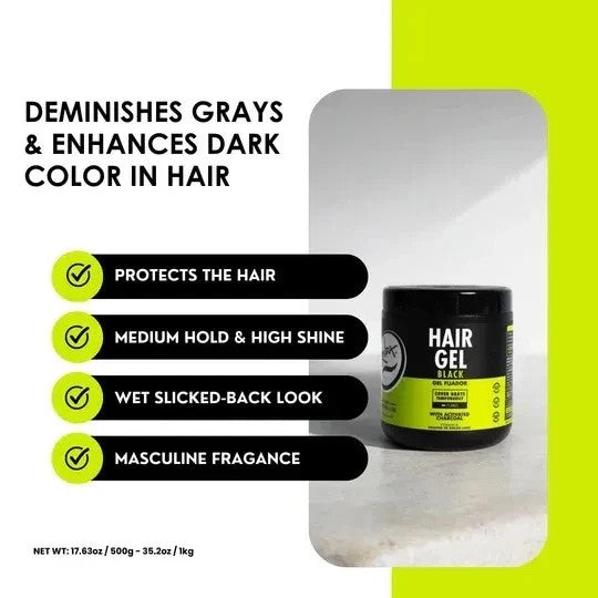 Black Radiant Styling Gel with Activated Charcoal Alcohol-Free 500g - Hair Care