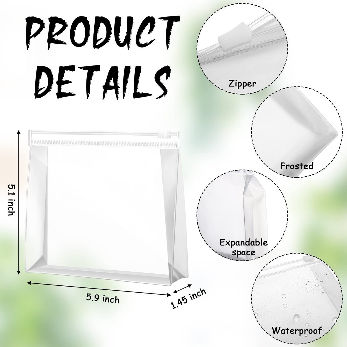 50 Pcs Clear Makeup Bags Small Travel Cosmetic Zipper Pouches Waterproof PVC