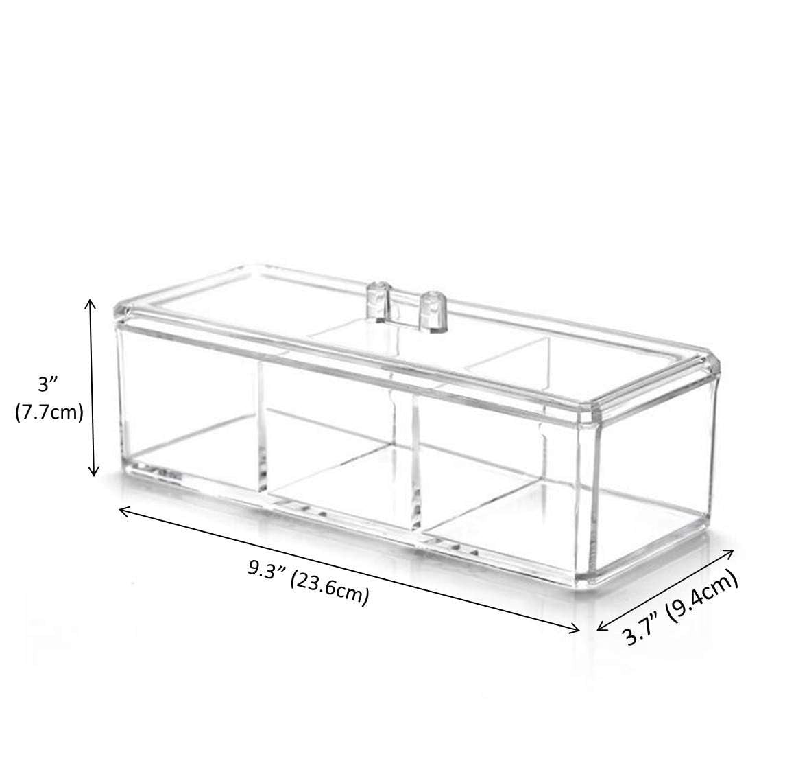 Clear Acrylic Storage Box with Lid - 9.3x3x3.7 Inch Organizer for Makeup Jewelry Office Supplies