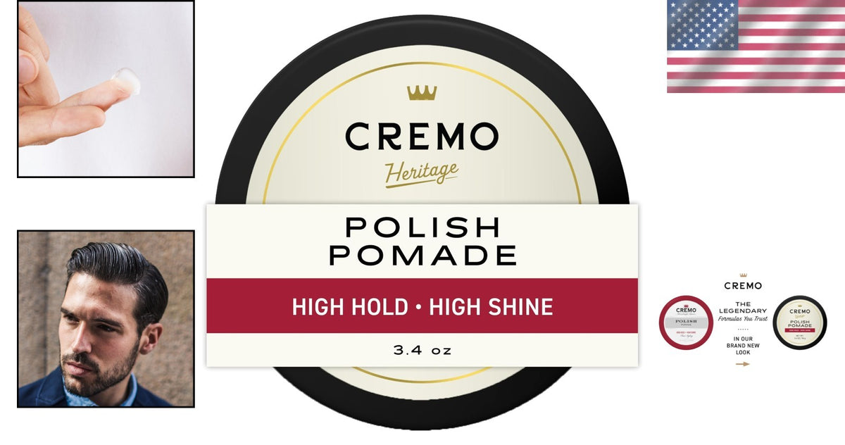 Men's Polish Hair Pomade - High Hold & Shine for Thick Hair - 3.4 Oz