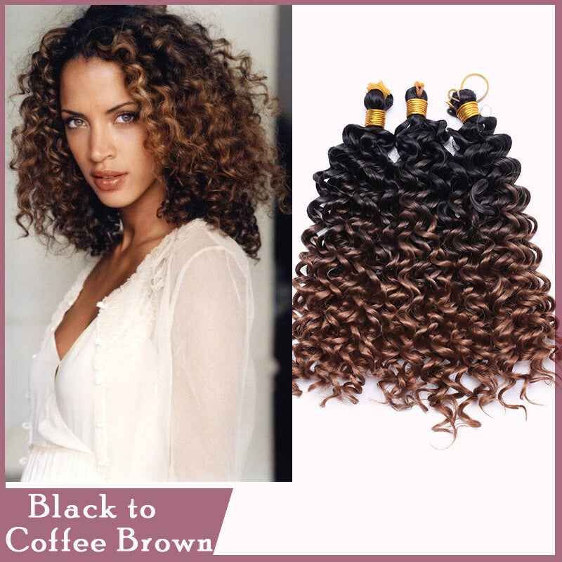 Water Wave Crochet Hair Extensions - Ombre Deep Curl Synthetic Braiding Hair