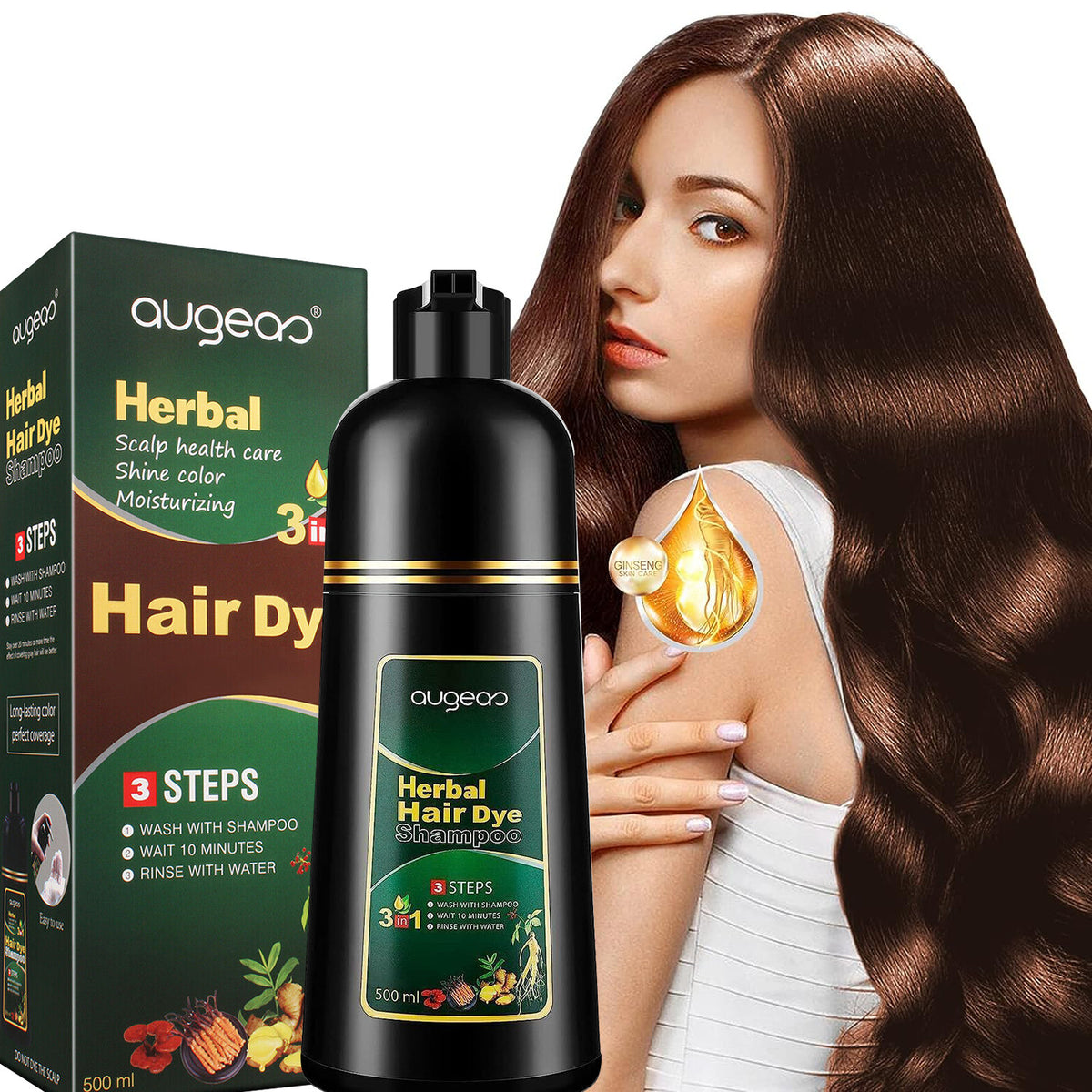 3-in-1 Hair Dye Shampoo 500ml - Multiple Shades