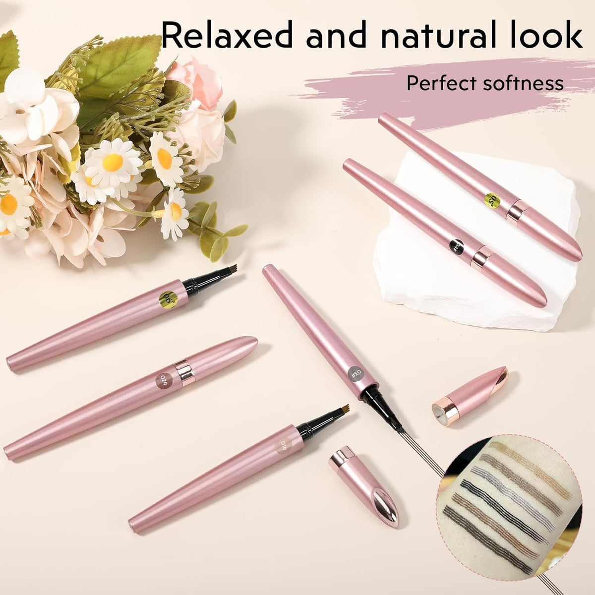 Microblading Eyebrow Pen 2-Pack Waterproof Long-Lasting with 4-Fork Tip