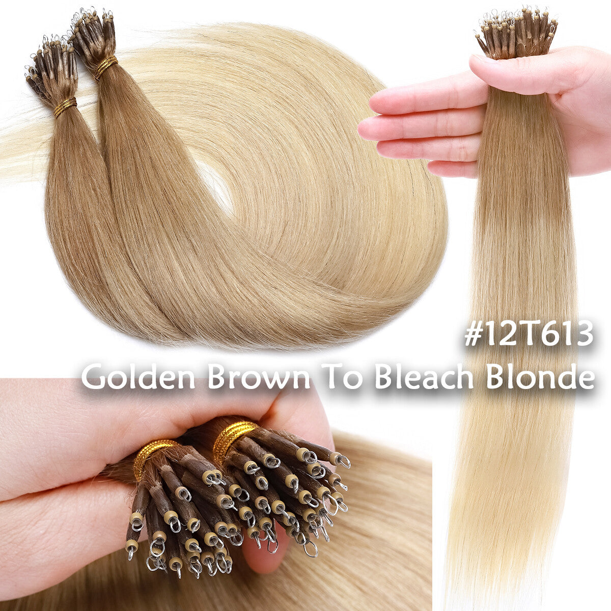 Nano Ring Hair Extensions 100% Human Remy Micro Loop Beads - Multiple Colors & Lengths