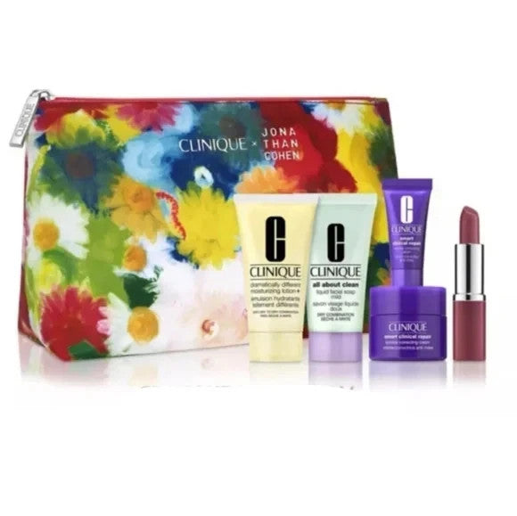 Clinique 6 Piece Skincare Gift Set with Moisturizer Serum & Lipstick