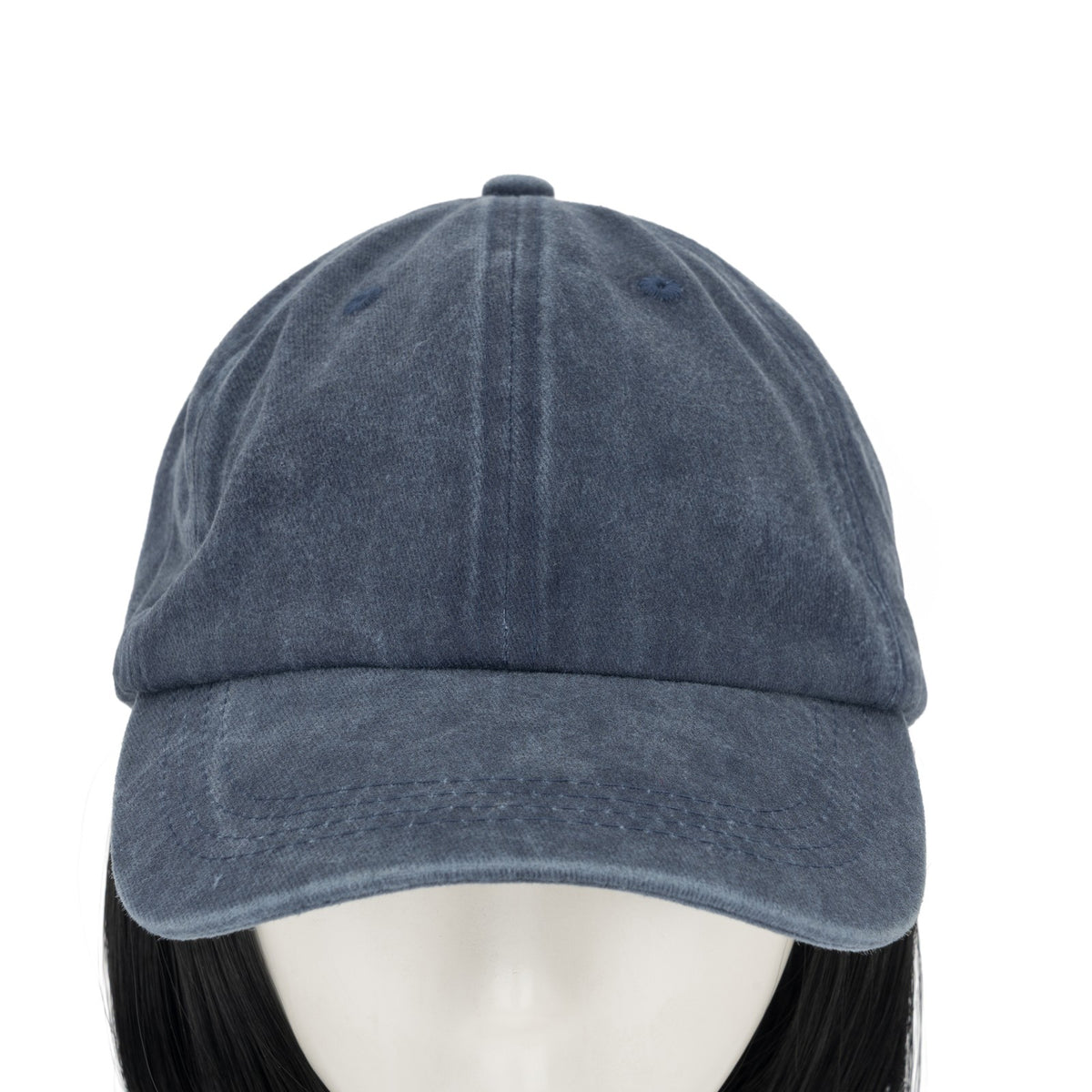 8-Inch Curly Baseball Cap with Synthetic Ponytail Hair Extensions - Natural Look