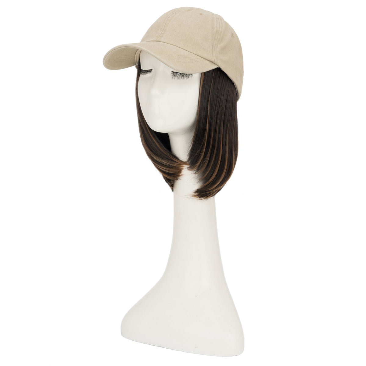 8-Inch Curly Baseball Cap with Synthetic Ponytail Hair Extensions - Natural Look