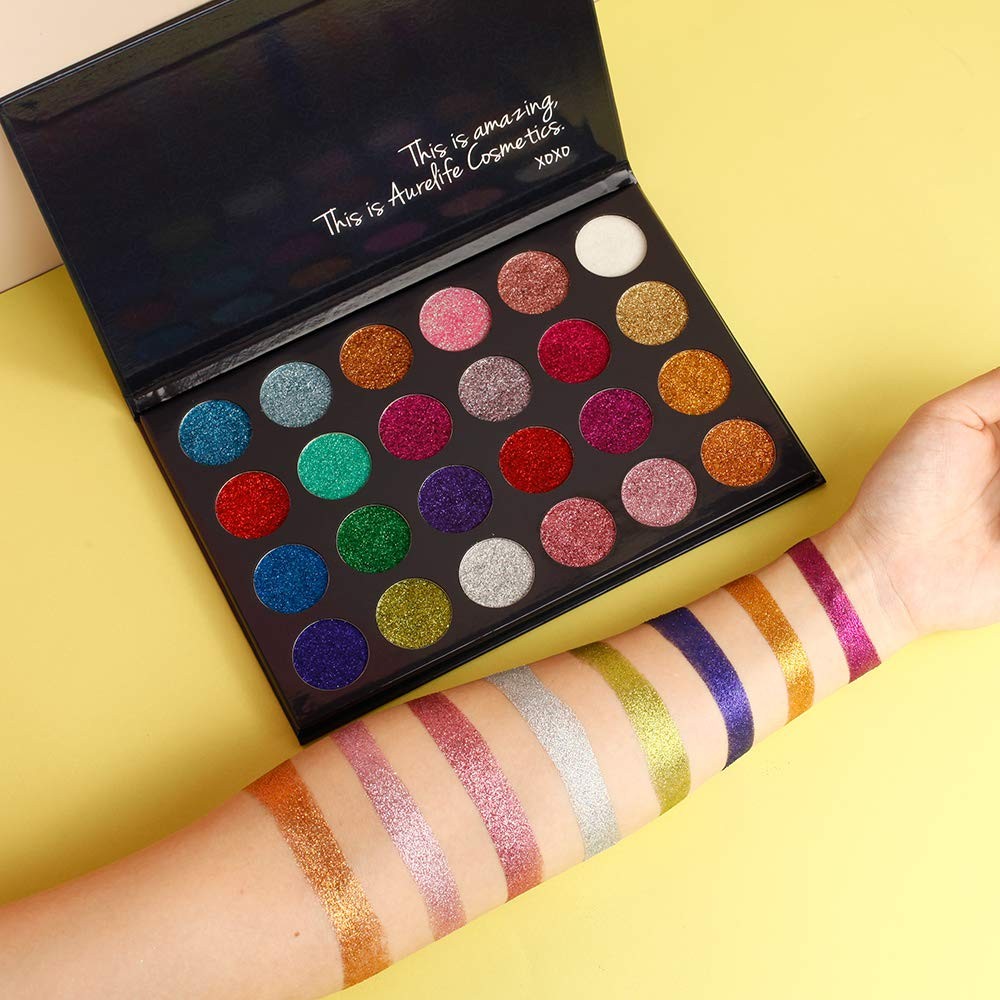 24 Color Glitter Eyeshadow Palette - Long Lasting Waterproof Sparkle Makeup