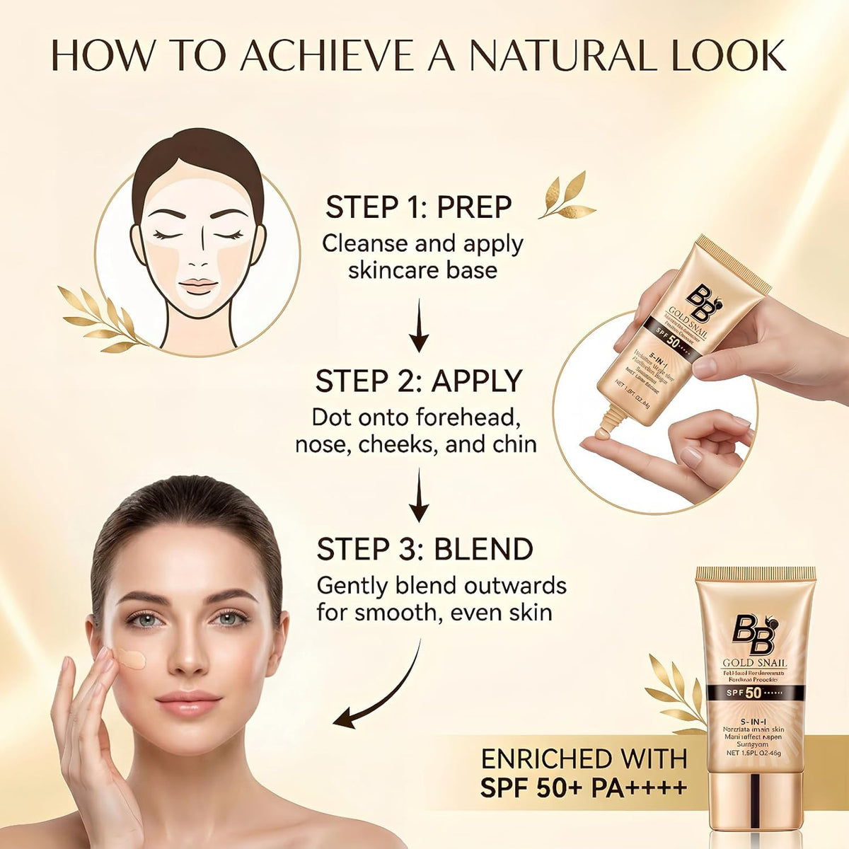 BB Cream Tinted Moisturizer SPF 50 PA++++ Full Coverage Face Foundation
