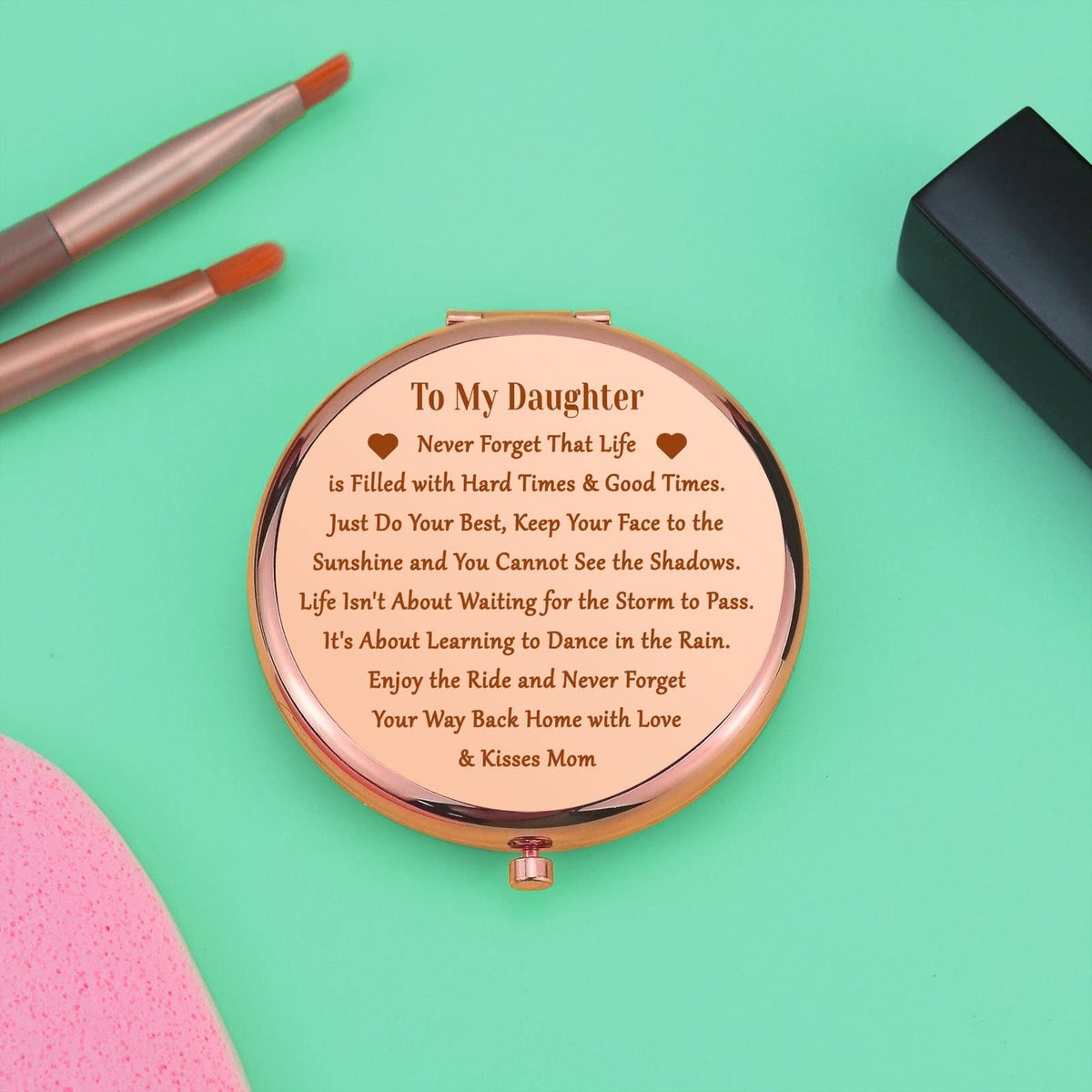 Personalized Daughter Gift Compact Mirror - Inspirational Makeup Mirror for Girls