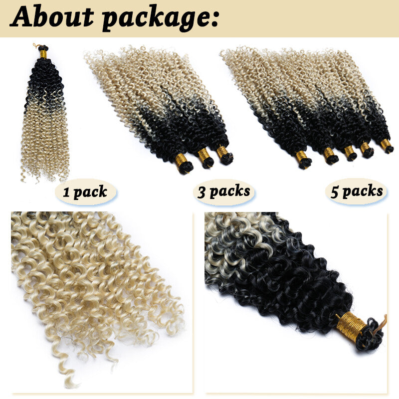 Hair Extensions Pre-Cilled Water Wave Crochet Braids Ombre 8-14 Inch