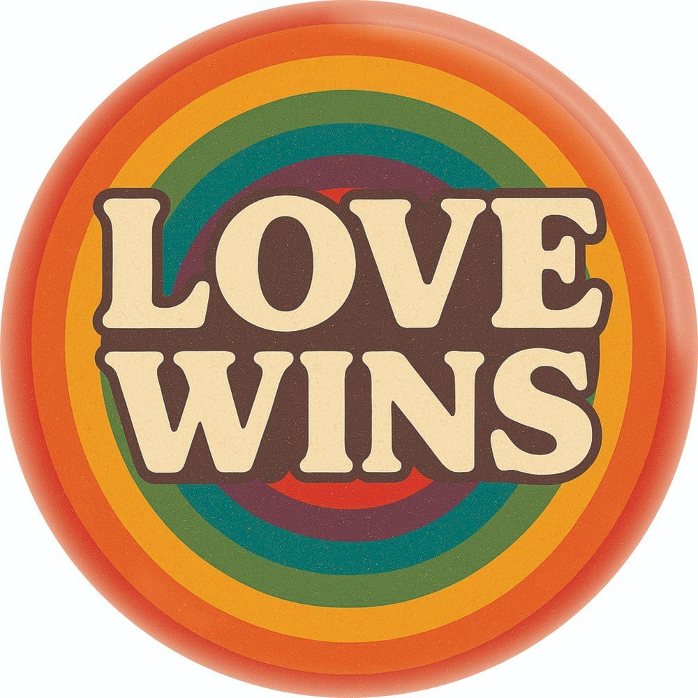 Love Wins Compact Mirror - 2.25" Round Rainbow Pride Slogan