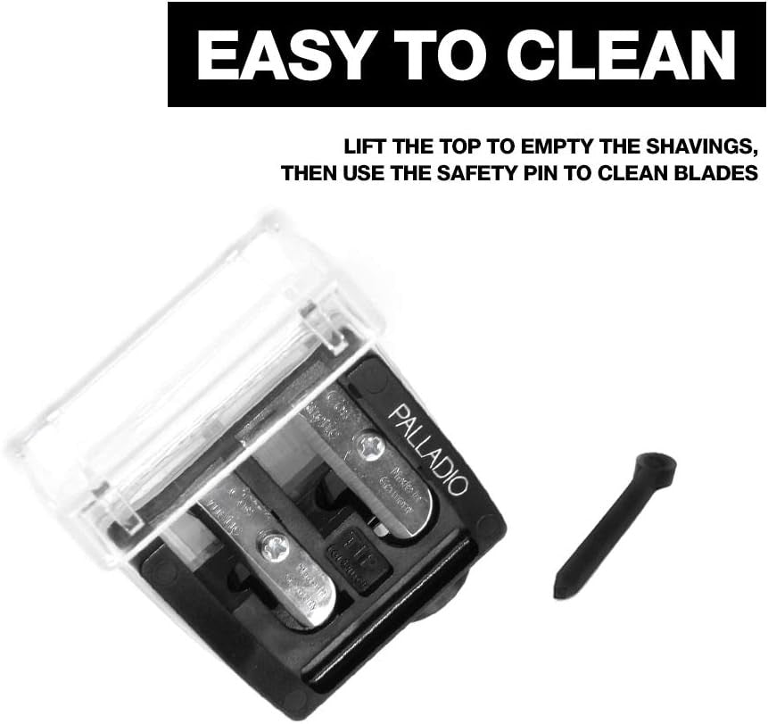 Double Barrel 3-in-1 Cosmetic Pencil Sharpener with Cover - Stainless Steel