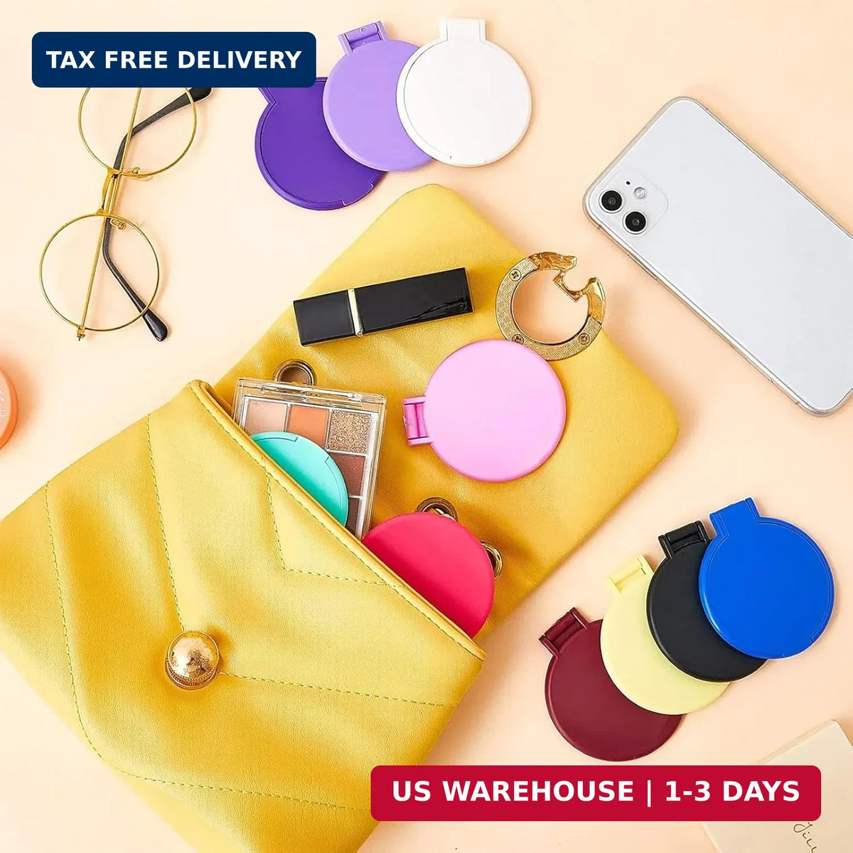 Mini Folding Pocket Makeup Mirrors Bulk Set - Colorful Compact with Stand for Travel & Gifts