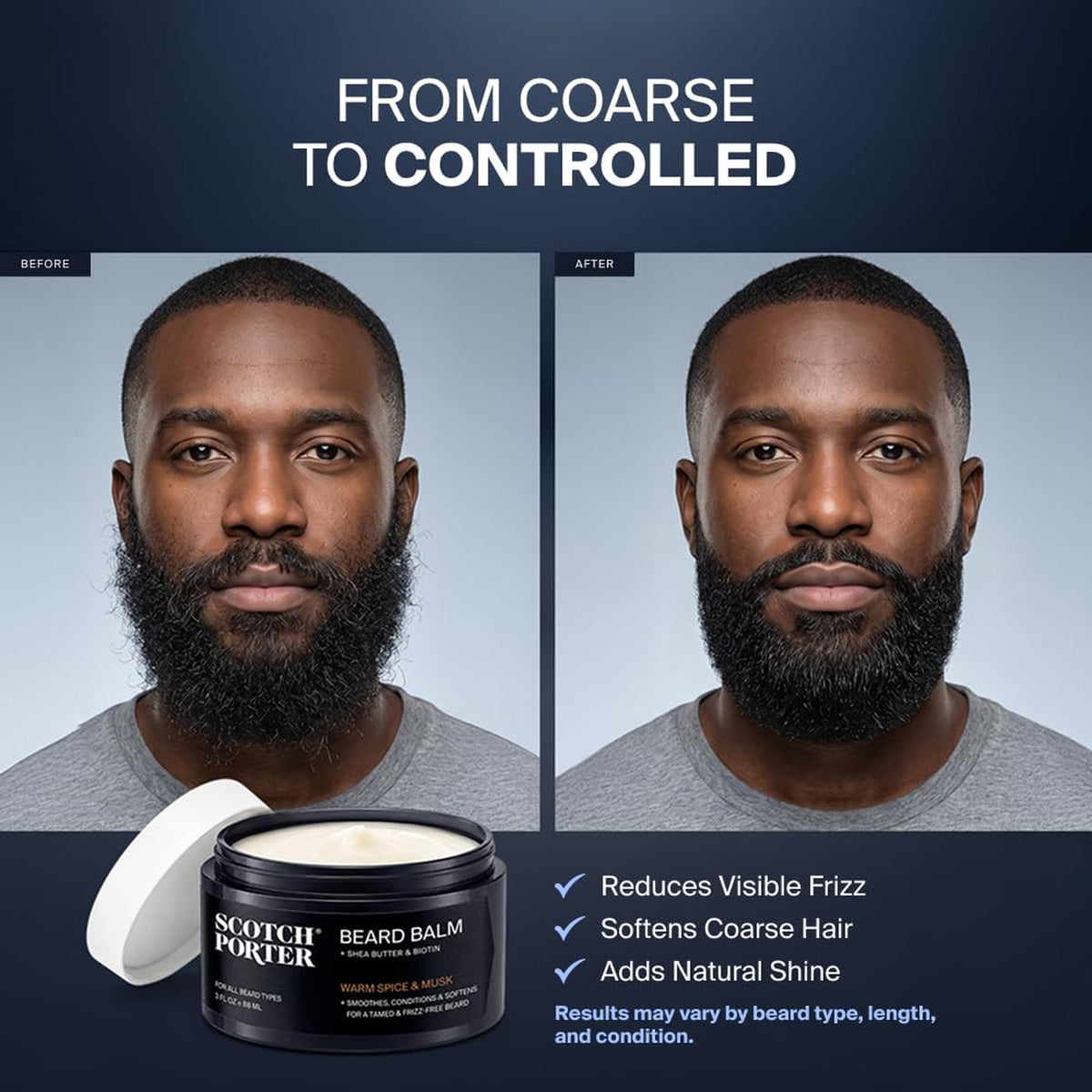 Men's Beard Conditioner Balm 3 oz Moisturizes & Softens Facial Hair - Warm Spice Musk Scent