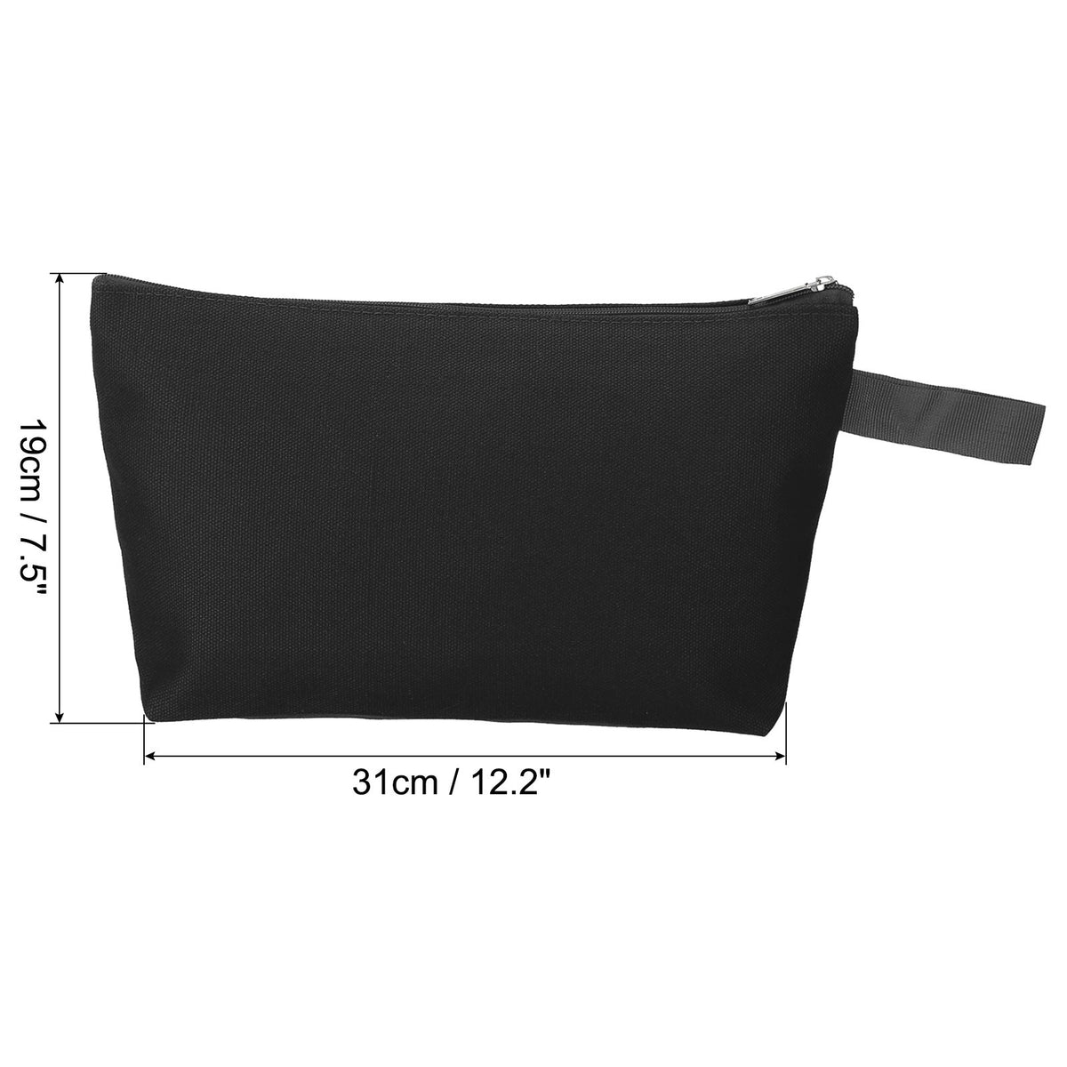 Canvas Makeup Bags Set with Strap - 5 Pcs Cosmetic Toiletry Pouches, Black