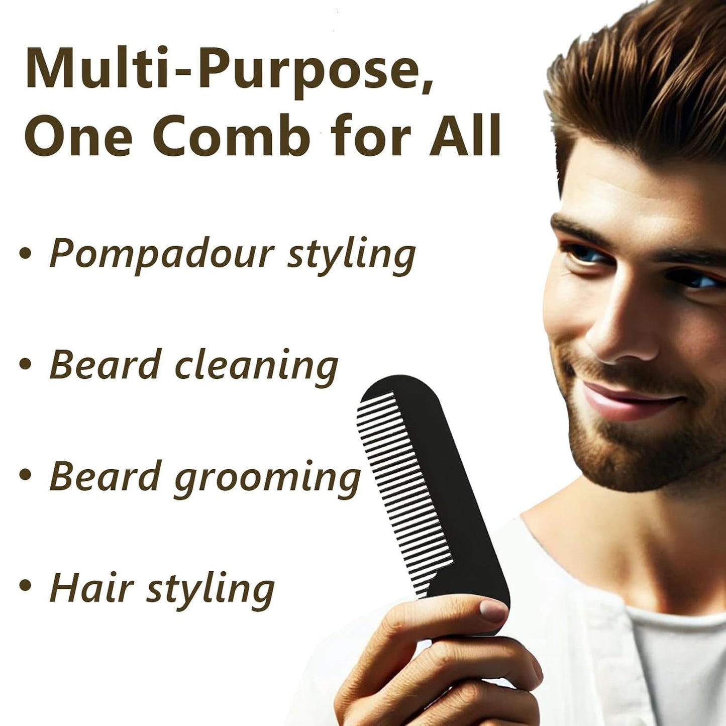 Portable Metal Fine Tooth Beard Comb - Black Mini Pocket Grooming Tool