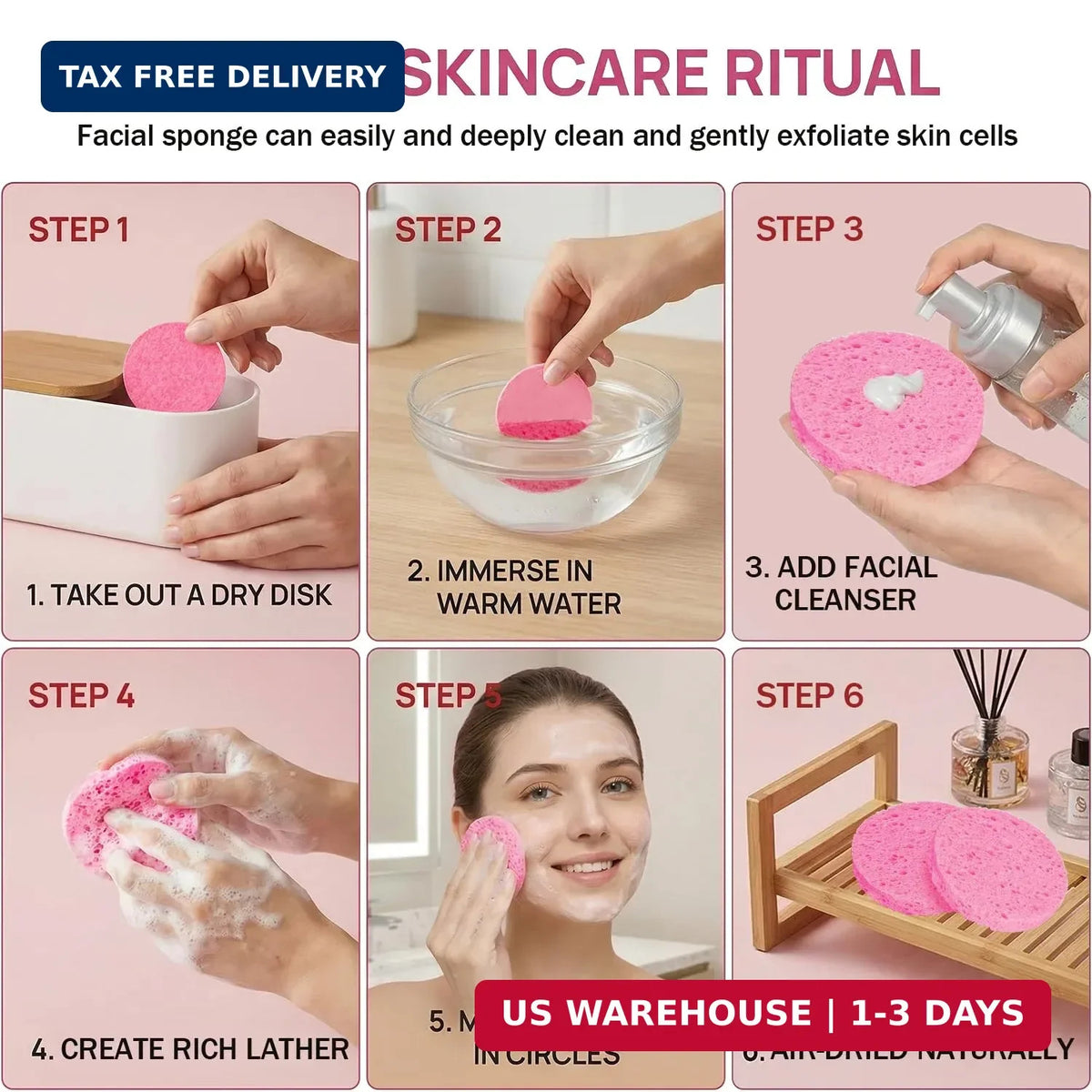 180 Pack Reusable Eco-Friendly Compressed Facial Sponges for Gentle Cleansing