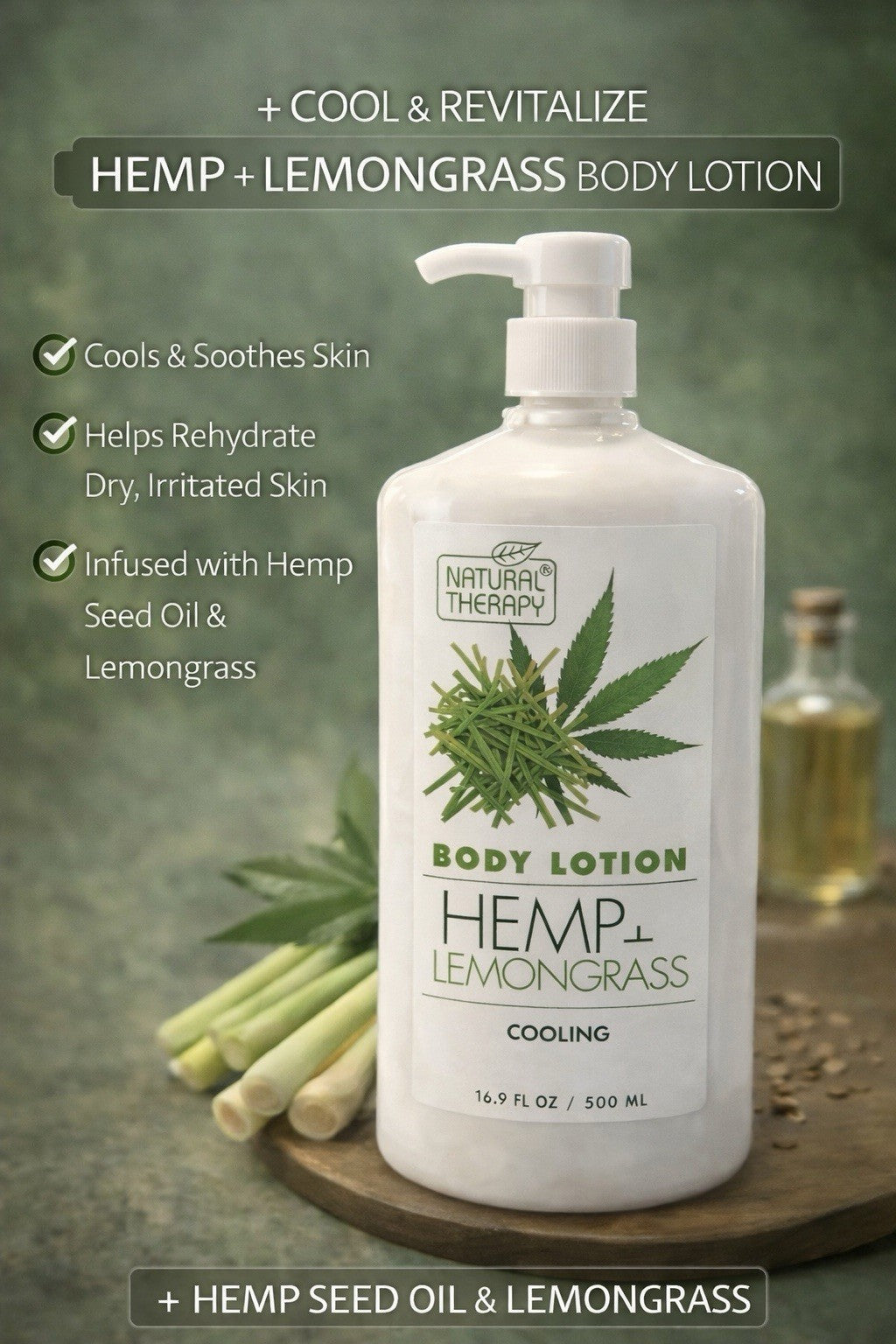 Natural Therapy Hemp + Lemongrass Nourishing Body Lotion (16.9 oz)