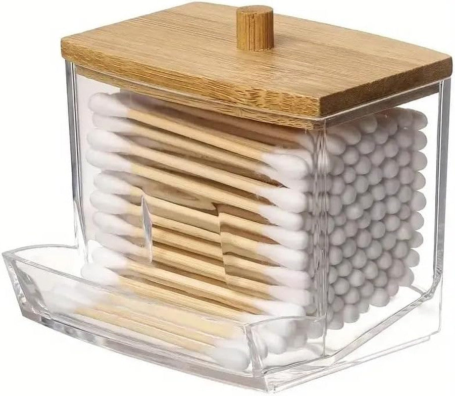 1pc Clear Cotton Swabs Storage Holder Dispenser with Lids
