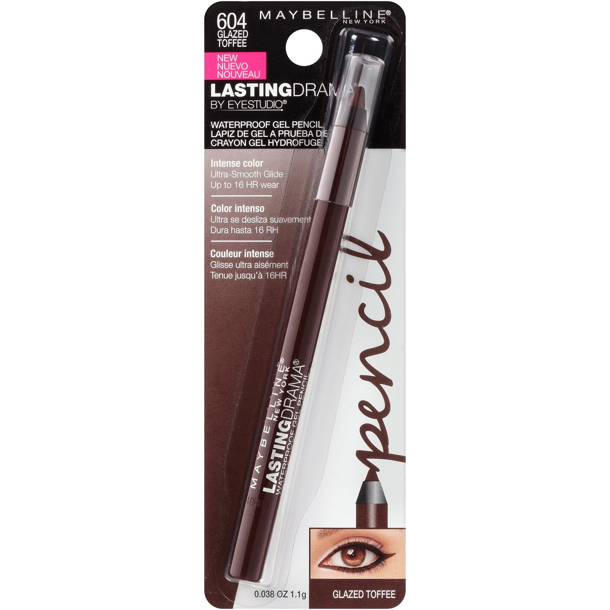 Waterproof Gel Eyeliner Pencil - Long-Lasting Matte Brown Eyeliner, Glazed Toffee