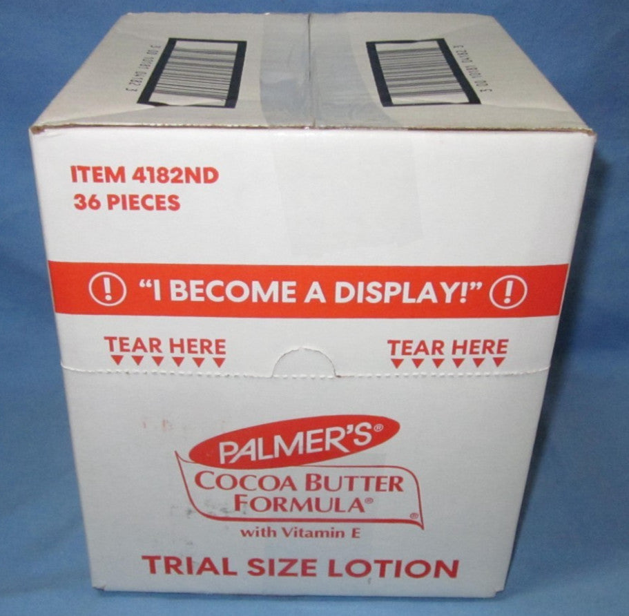 a Box of 36 Trial Size 1.7oz. Bottles Palmer's Cocoa Butter Formula