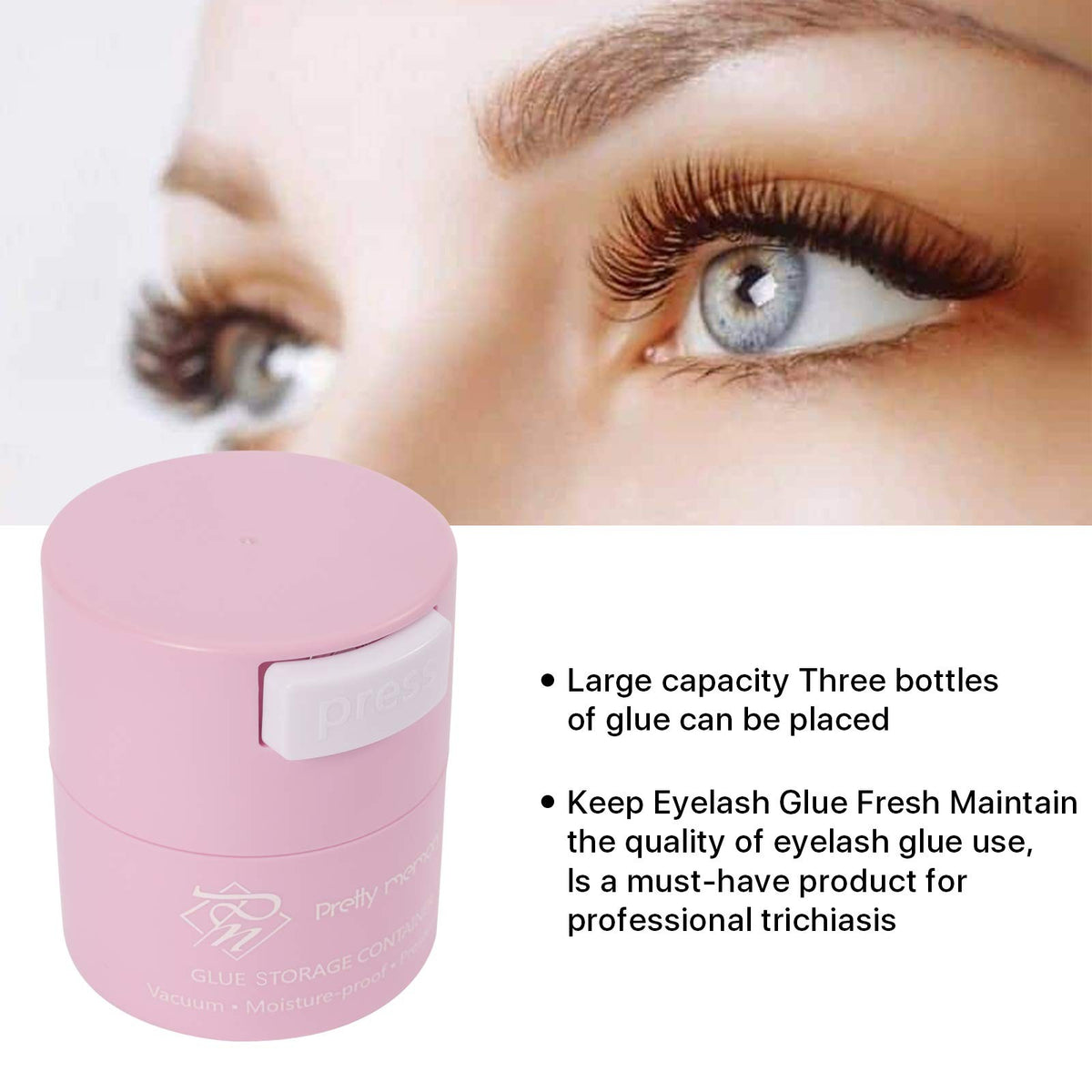 Eyelash Extension Glue Storage Container Airtight Lash Adhesive Jar Pink