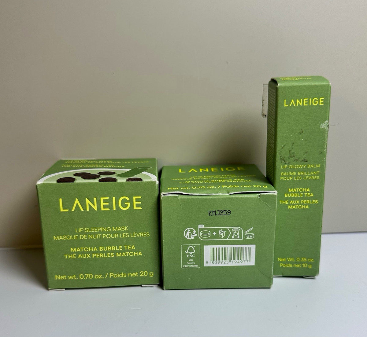 Lip Sleeping Mask & Lip Glowy Mask Set - Matcha Bubble Tea & Hydrating Lip Care