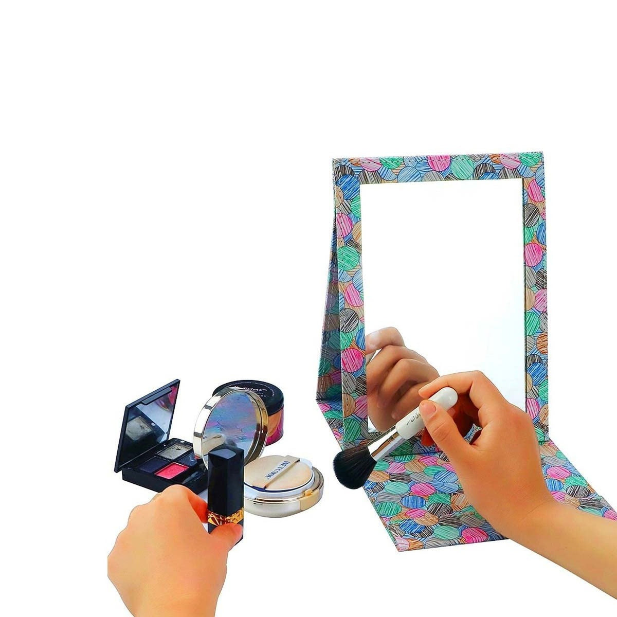 Travel Folding Mirror with Adjustable 90°/145° Stand - Compact Vanity Mirror
