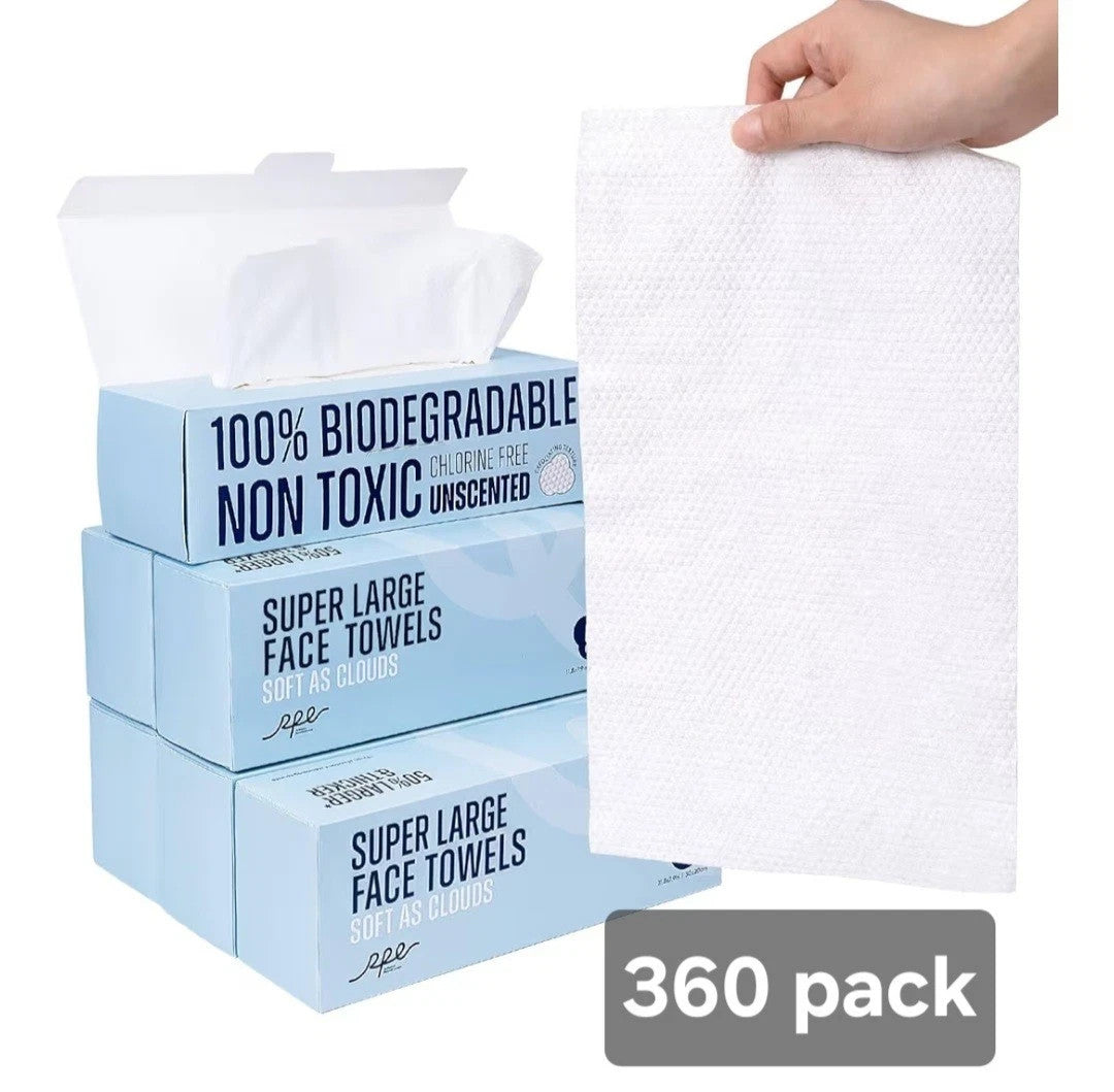 Ultra Soft Face Towels 6 Pack - Makeup Remover & Skincare Wipes, Biodegradable & Unscented