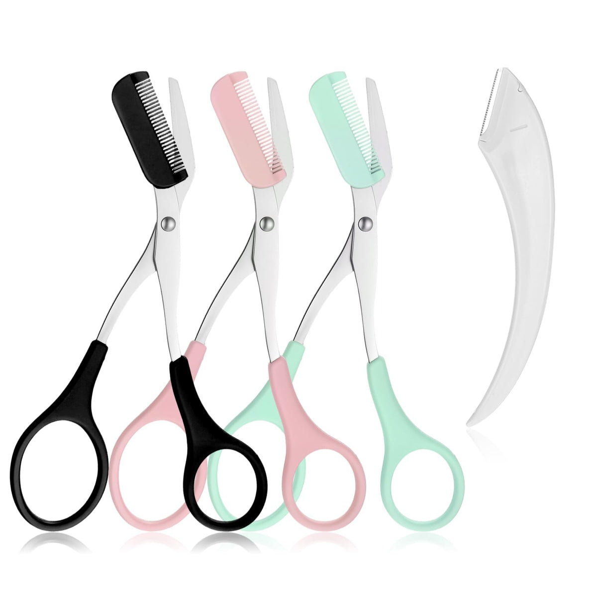 Eyebrow Scissors with Comb Stainless Steel 3-Pack, Professional Grooming Kit