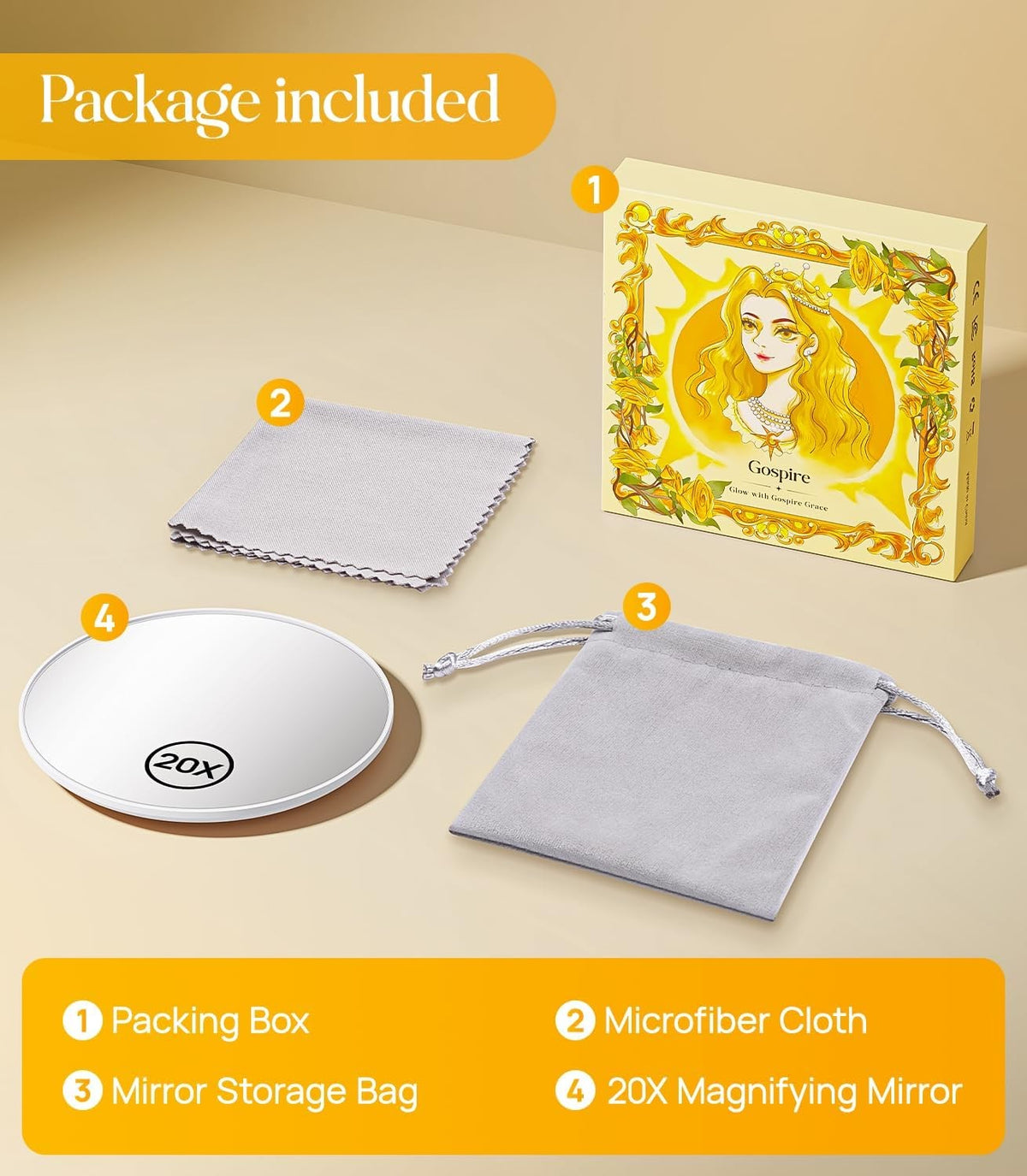 20X Magnifying Makeup Mirror with Magnetic Attachment - 3.5 Inch Portable Compact