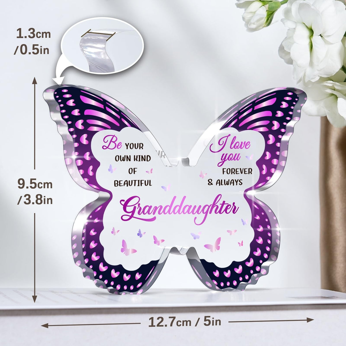 Granddaughter Gifts from Grandma Butterfly Acrylic Plaque - Sentimental Jewelry Keepsake