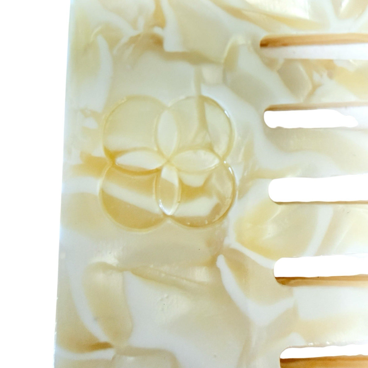 Detangling Hair Comb Set - Ivory Beige Marbled Finish, 5.75” - Pack of 2