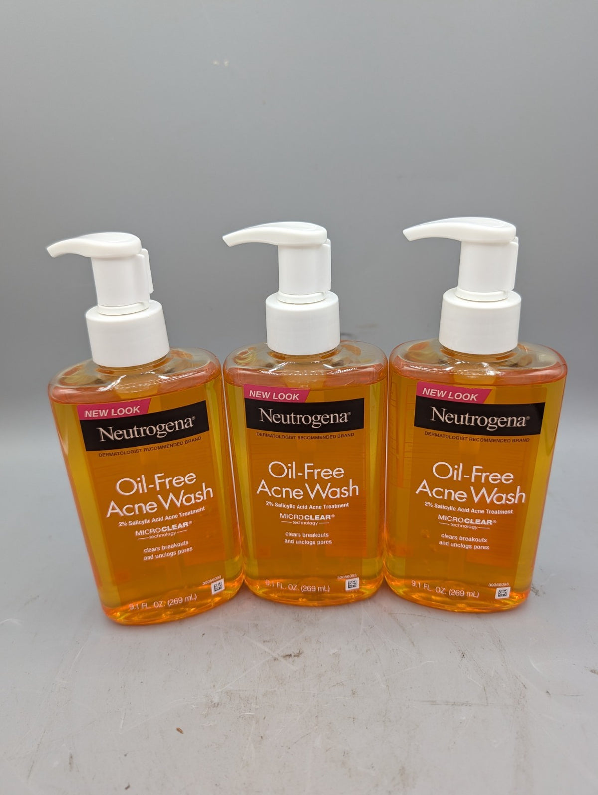 Neutrogena Oil-Free Salicylic Acid Acne Face Wash - 9.1 oz, Pack of 3