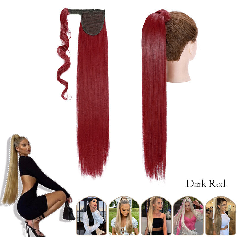 Mega Thick Wrap-On Ponytail Extensions - Natural Human Hair, Curly Wavy Straight