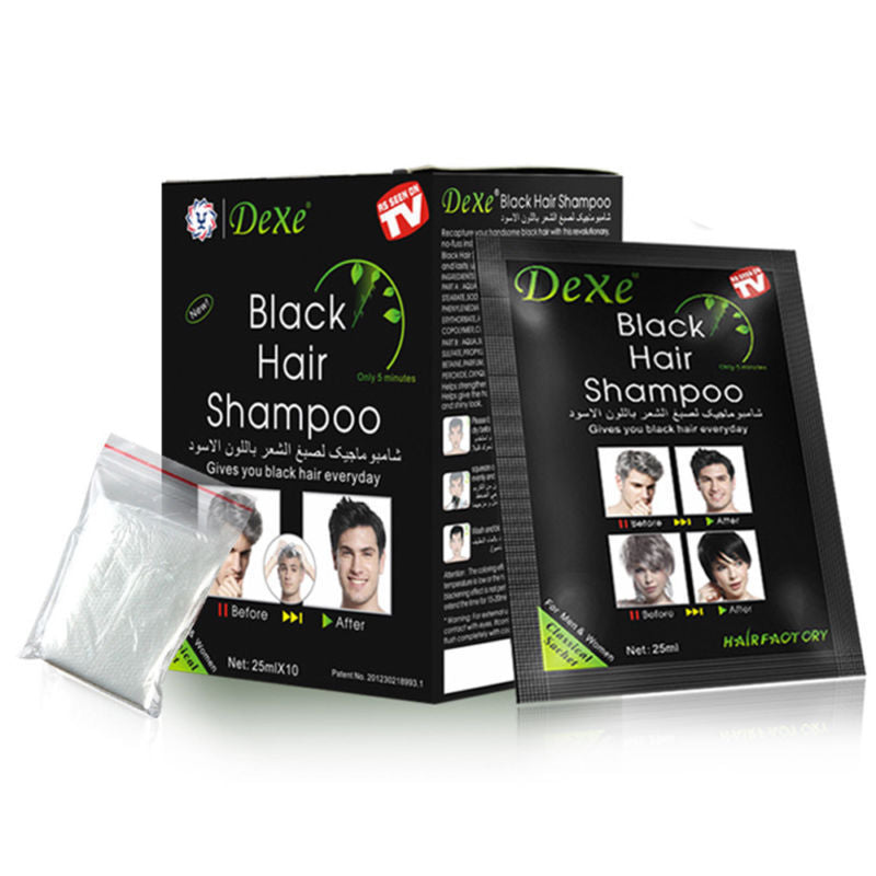 Black Hair Shampoo - 10 Sachets, Herbal Color & Repair