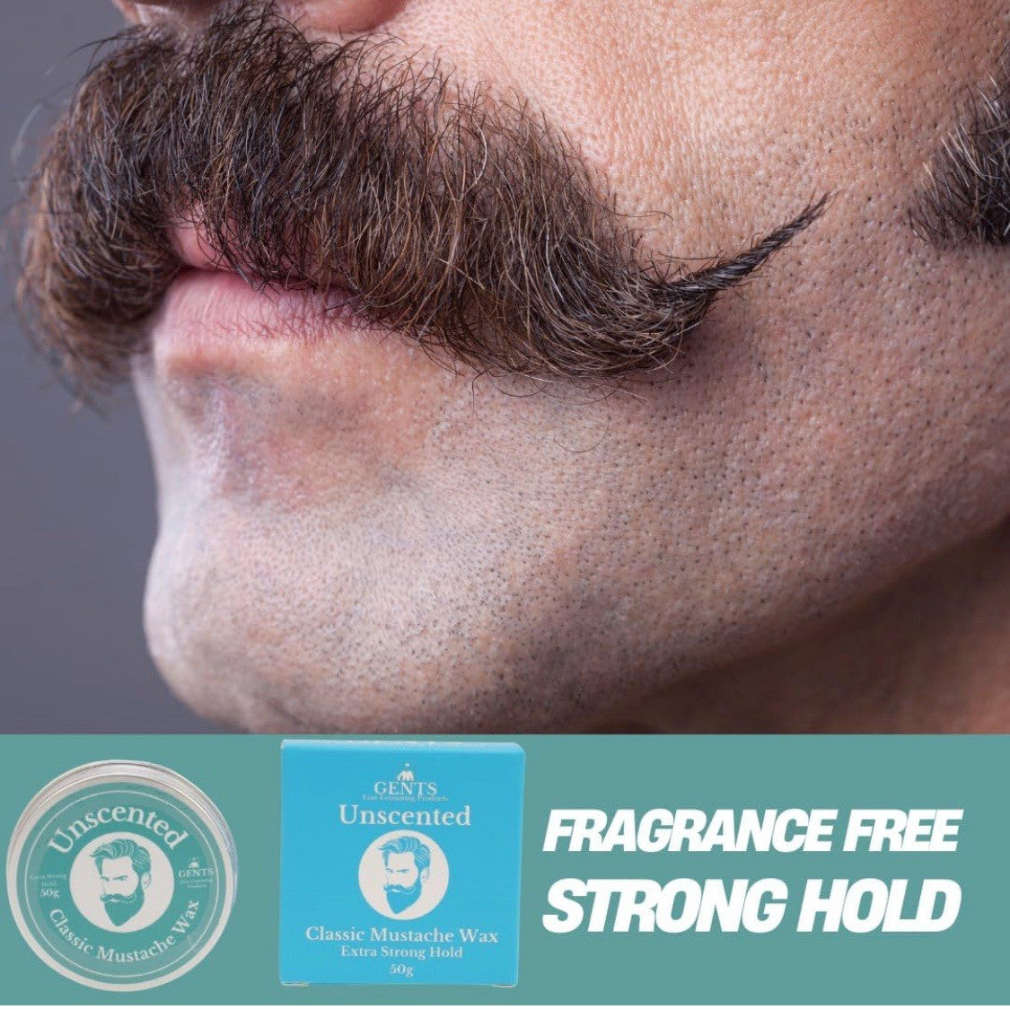 Unscented Mustache Wax with Strong Hold - Travel Size 1.7oz Grooming Styling