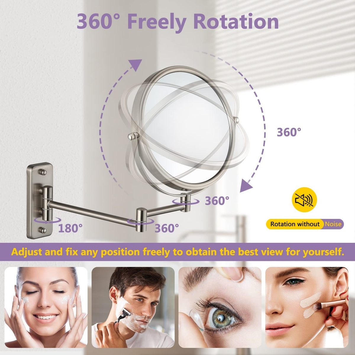 Wall Mounted Makeup Mirror with 1X/5X Magnification - 8 Inch Extendable Double Sided Bathroom Mirror