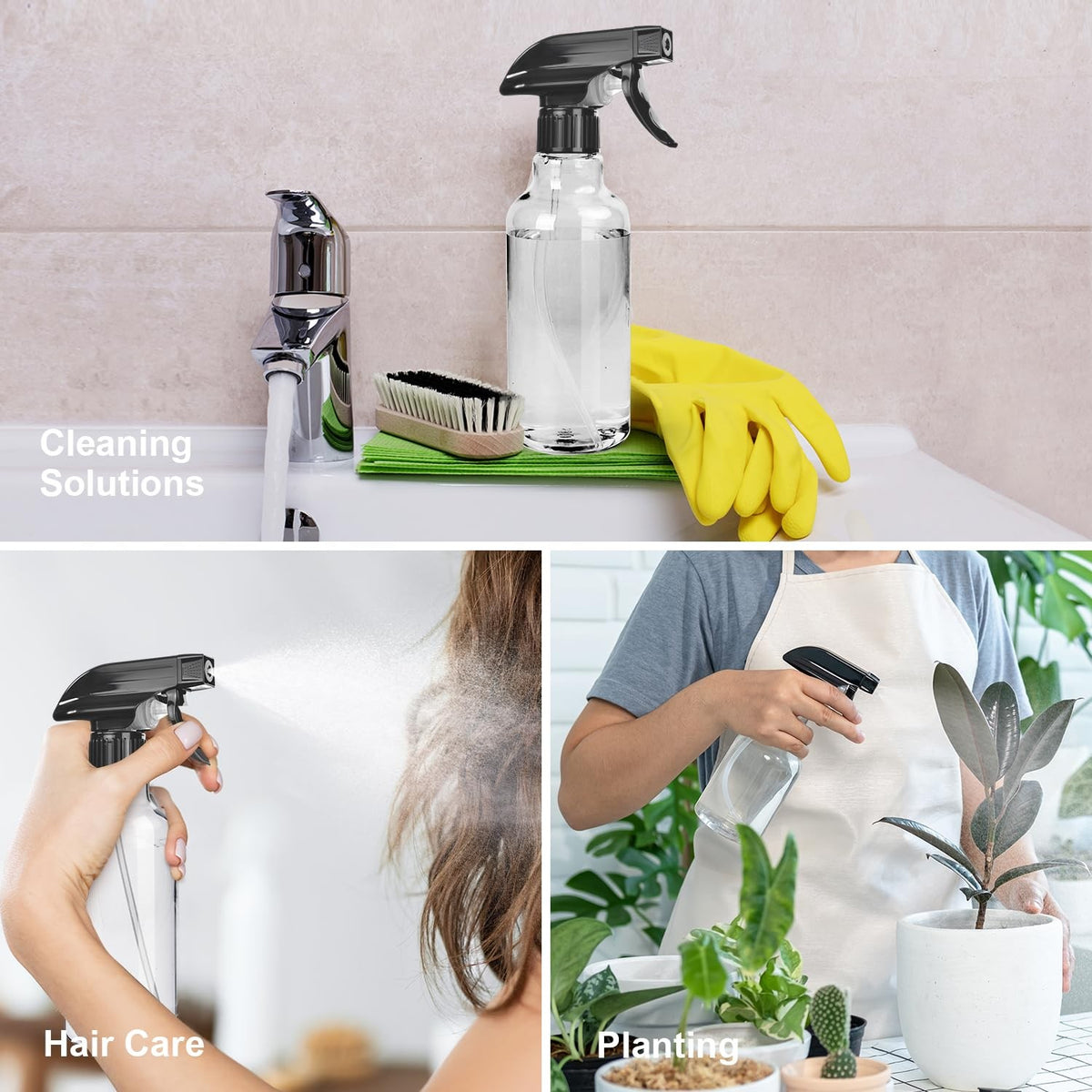 2 Pack 10oz Refillable Spray Bottles for Hair Styling & Household Use